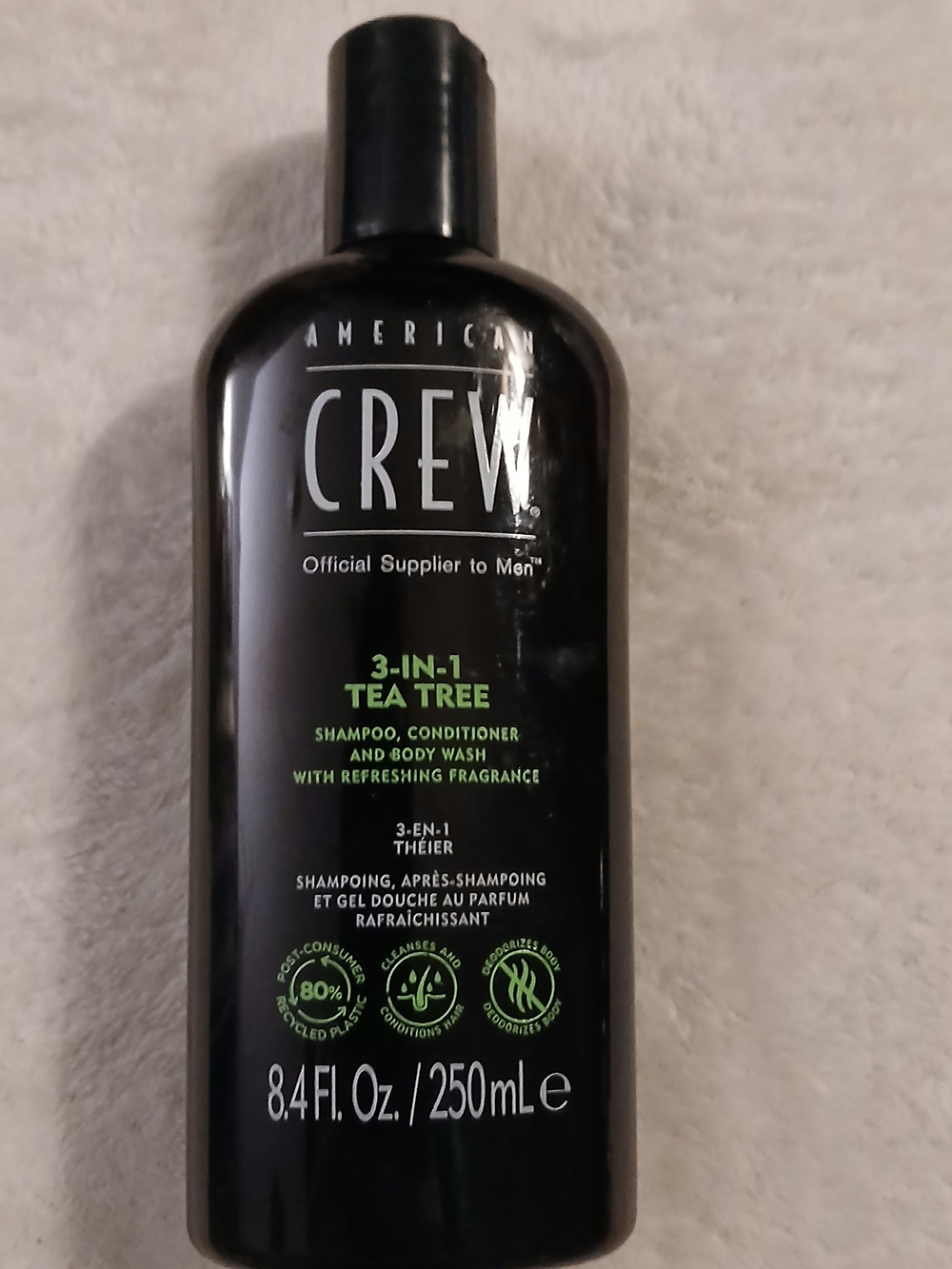 💚 American Crew 3-in-1 Tea Tree Shampoo Conditioner Body Wash for Mem